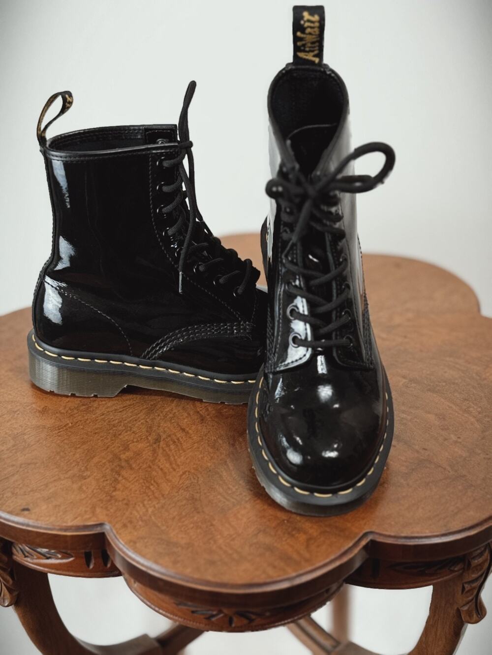 Dr. Martens Black Patent Leather Women's US 7 / EU 38 Combat Lace Up Boot #0007